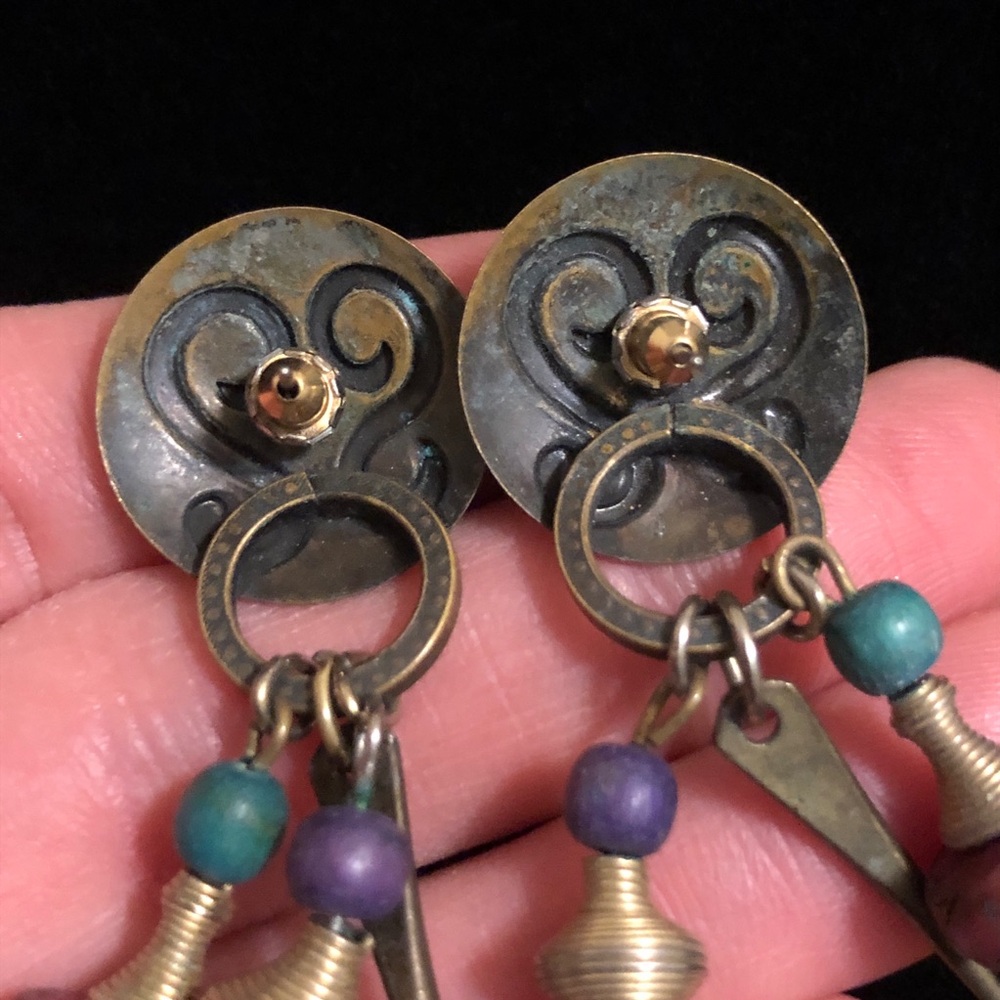 Vintage Colorful Beaded Earrings - Picture 7 of 11